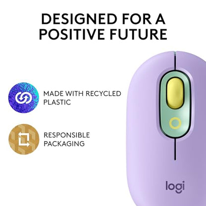 Logitech POP Mouse, Compact and Portable Wireless Mouse - Daydream Mint | Compact and Portable, Programmable Buttons, Quiet Clicks, Easy-Switch Between 3 Devices, Compatible with Laptop,Tablet, PC - color: Daydream Mint