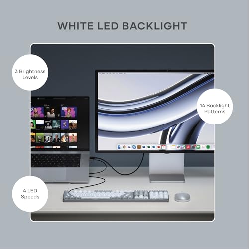 Satechi SM3 Mechanical Keyboard, White LED Backlit, Light Gray/White | 108 Keys Full Size, Wired and Bluetooth, for Mac and Windows - color: Light Gray/White, size: 108 Keys