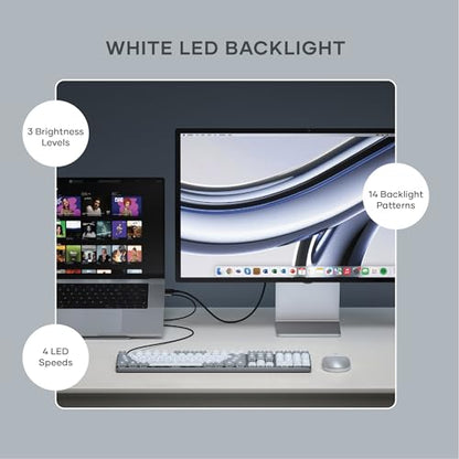 Satechi SM3 Mechanical Keyboard, White LED Backlit, Light Gray/White | 108 Keys Full Size, Wired and Bluetooth, for Mac and Windows - color: Light Gray/White, size: 108 Keys