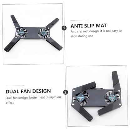 TEHAUX 2Pcs USB Laptop Cooling Pad with Dual Fans Slip Support Base Quiet Operation Portable Folding Design for All Laptop for Use