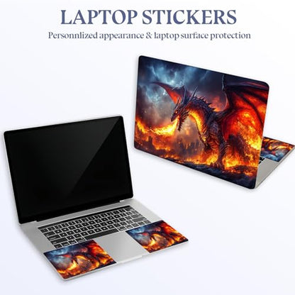 Universal Laptop Skin Sticker Decal,15.6 Inch Laptop Vinyl Cover for 13" 14" 15.6" Laptop,Scratch-Resistant Waterproof Protector Wrap,Reusable with Wrist Pads,Fiery Dragon - color: Fiery Dragon