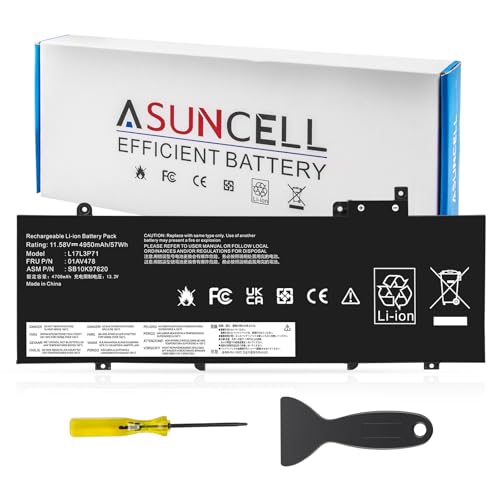 ASUNCELL L17L3P71 L17M3P72 Laptop Battery for Lenovo ThinkPad T480S Series Notebook 01AV478 01AV480 01AV479 SB10K97621 SB10K97622 SB10K97620 11.58V/57Wh - size: L17L3P71 13.39 * 5.71 * 0.73 in