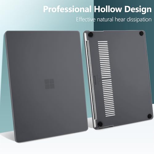 Crystal Frosted Case for 15" Microsoft Surface Laptop 8 2026 for Business 2024 2025 (7th Edition), Lightweight Ultra-Slim Shell with Keyboard Cover, OTG Adapter & Webcam, Frosted Black - color: Frosted black