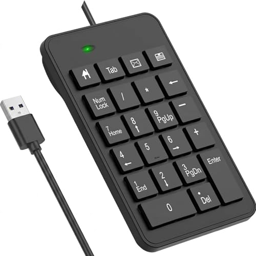 Wired Number Pad, USB Numpad 23 Key Numeric Keypad Financial Accounting Keyboard Office Accessories for Laptop, PC, Desktop, Computer, Notebook, Big Print Letters, Black - style: 2.4G-USB