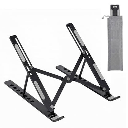 SAYEEC Laptop Stand for Desk Portable Laptop Riser 7 Angles Ergonomic Adjustable Computer Stand Aluminum Foldable Laptop Stands Ventilated Cooling Notebook Holder for 10-15.6" Laptops Tablet (Black) - color: Black