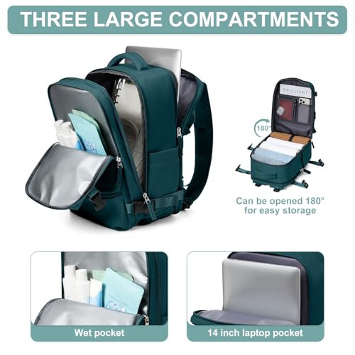 suwasp Travel Backpack Simple Durable Carry On Backpack with Shoe Compartment, Personal Item Travel Bag Flight Approved, Water Resistant Laptop Backpack for Women Men Weekender Business, Peacock Blue - color: Peacock Blue
