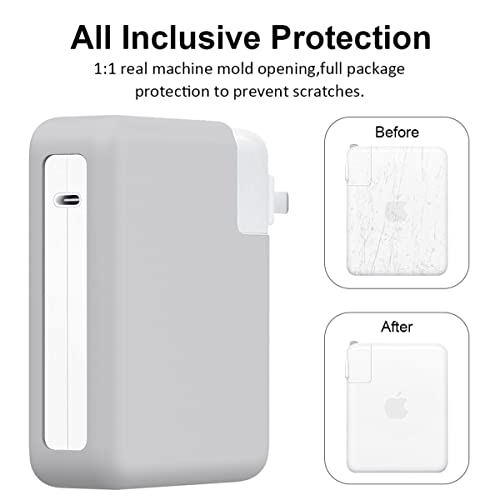140W Soft Silicone Power Adapter Sleeve Case for 2021-2024 2026 MacBook Pro 16 inch M5 A3428 A3429 M4 A3403 A3186 M3 A2991 M2 A2780 M1 A2485 Charger Protective Cover (140W), Gray - color: Gray