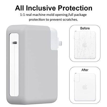 140W Soft Silicone Power Adapter Sleeve Case for 2021-2024 2026 MacBook Pro 16 inch M5 A3428 A3429 M4 A3403 A3186 M3 A2991 M2 A2780 M1 A2485 Charger Protective Cover (140W), Gray - color: Gray