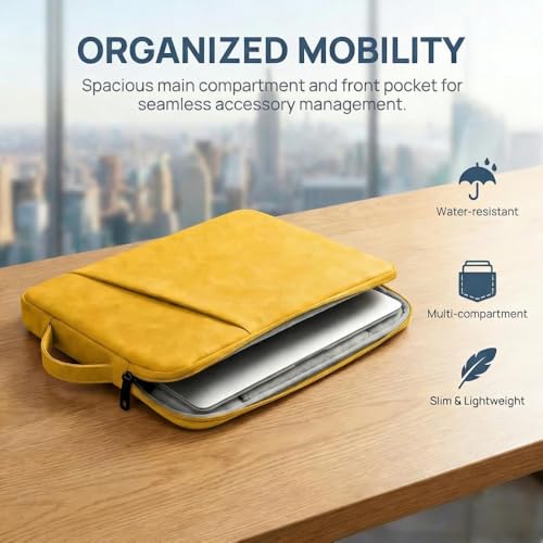 Laptop Sleeve 16 inch,Laptop Sleeve Bag Compatible with MacBook Pro/Air,HP,Dell,Lenovo,Slim Shockproof Cover with Accessory Pocket(Yellow) - color: Yellow, size: 16 inch