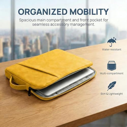 Laptop Sleeve 16 inch,Laptop Sleeve Bag Compatible with MacBook Pro/Air,HP,Dell,Lenovo,Slim Shockproof Cover with Accessory Pocket(Yellow) - color: Yellow, size: 16 inch