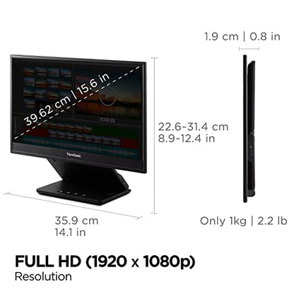 ViewSonic VP16-OLED 15.6 Inch 1080p ColorPro Monitor, OLED Display with Pantone Validated Color Accuracy for Immersive Second Screen Productivity, Advanced Ergonomics, 40W USB-C, and mini HDMI Inputs - style: 15.6-Inch OLED