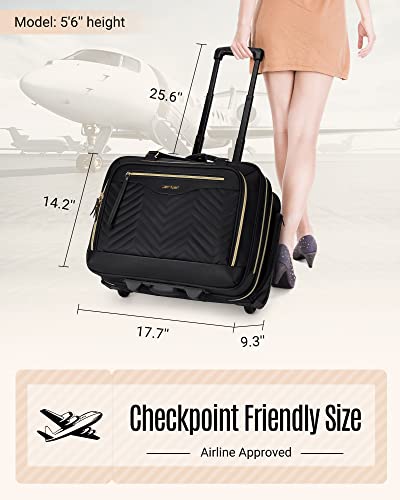 LIGHT FLIGHT Rolling Laptop Bag Rolling Briefcase for Women Computer Bag with Wheels Case for Carry on Travel Work Business