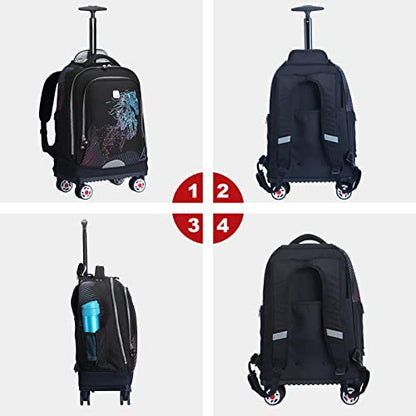 Rolling Backpack with Wheels for Travel, Roller Backpack for Women, Wheeled Laptop Bag Fits 15.6 Inch Notebook - color: Horse