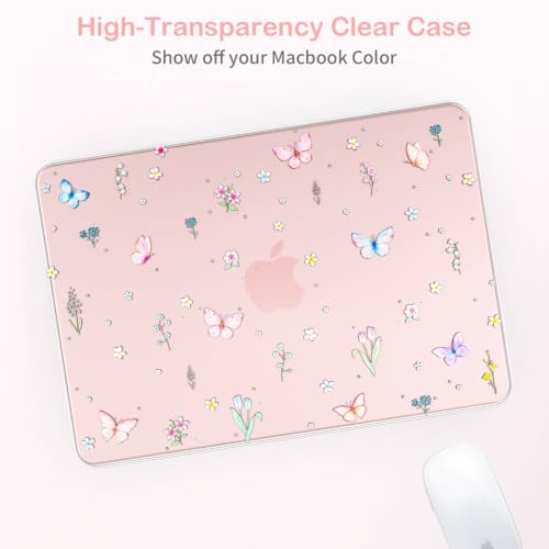 Feams for MacBook Neo 13 Inch Case 2026 A3404, Stylish Protective Clear Case Hard Shell Transparent Cover for MacBook Neo 13 Inch 2026 (A18 Pro Chip) with Keyboard Cover, Butterfly Whisper Garden - color: Butterfly Whisper Garden