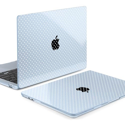 MEEgoodo for M5/M4/M3/M2 MacBook Air 15 inch Case 2026 2025 2024 2023, Case Fit Model (A3448/A3241/A3114/A2941) for MacBook Air 15.3 inch, Blue & Polka Dots - color: Blue & Polka Dots