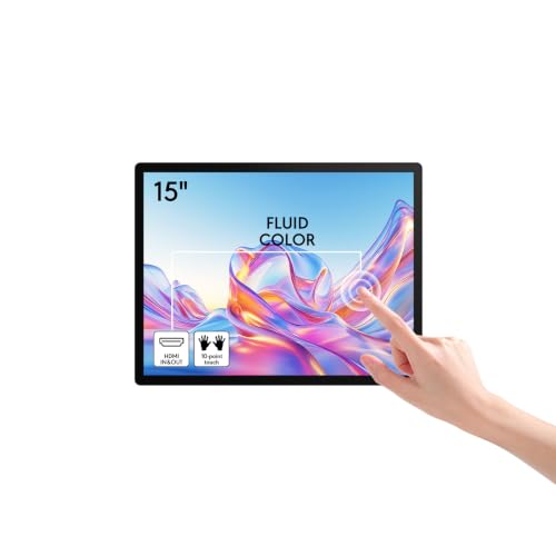 15 Inch Capacitive Touchscreen Industrial Monitor, HDMI/VGA/USB Ports, VESA Mount, Embedded Design for Industrial Control, Advertising, POS, Kiosk & Mirroring - size: 15 Inch