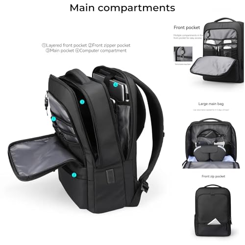 TREKON Business Laptop Backpack, Water-Resistant, USB Charging Port, Multiple Organization Pockets, Fits 15.6" Laptop, College, Travel & Work Bag