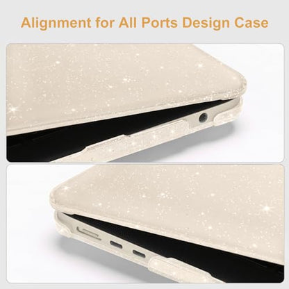 MOSISO Compatible with MacBook Air 13 inch Case M5 M4 M3 M2 2026-2022 | 4 in 1 Kit Bling Sparkly Hard Shell for MacBook Air 13.6 inch Case, Glitter Cover, A3449 A3240 A3113 A2681, Starlight - color: Starlight