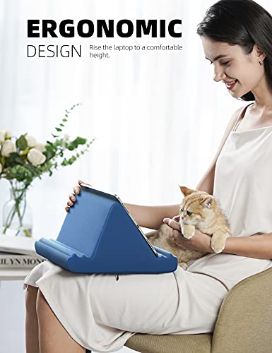 Lamicall Tablet Pillow Holder Stand - Tablet Pillow Soft Pad for Lap | Tablet Holder for Bed and Desk with Pocket & 4 Viewing Angles, for iPad Pro Air, Mini, Kindle, iPhone, 4-13" Devices, Blue - color: Royal Blue