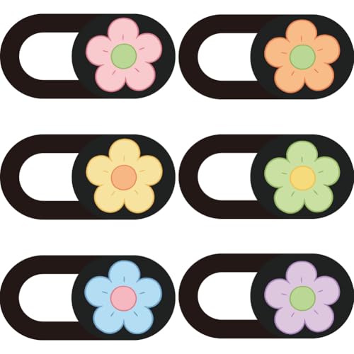 6Pcs 6 Styles Laptop Camera Cover Slide Flowers 0.03 Inch Ultra Thin Webcam Cover for Mini PC Phone Desktop Tablet Cute Flowers Plastic Durable Privacy Protectors for Home Office Work Use - color: Flower1