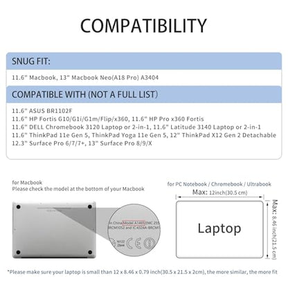 RAINYEAR 11-11.6 Inch Laptop Sleeve Protective Soft Lining Cover Compatible with MacBook Neo A18 11.6" MacBook Air for 11" Notebook Computer Tablet Chromebook (Pink, Upgraded Version) - color: Pink(upgraded Version), size: 11"-11.6"
