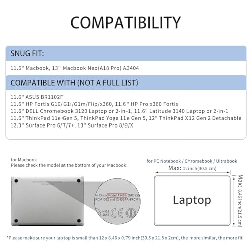 RAINYEAR 11-11.6 Inch Laptop Sleeve Protective Case Soft Lining Carrying Bag Compatible with MacBook Neo A18 11.6" MacBook Air for 11" Notebook Computer Tablet Chromebook (Red, Upgraded Version) - color: Red(upgraded Version), size: 11"-11.6"