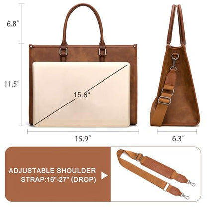 Montana West Laptop Tote Bag for Women 15.6 Inch Computer Bags Business Office Work Briefcase With Adjustable Shoulder Strap - color: Brown