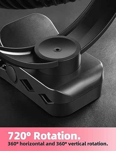 8'' Rechargeable Portable Hanging RV Tent Clip fan with Remote, 10000mAh Camping Fan, 3 Speed, Max 40 Hours Working Time, with LED light and Timer, 720°Rotation, as Emergency Power - Black - style: 8'' Rechargeable Camping Fan