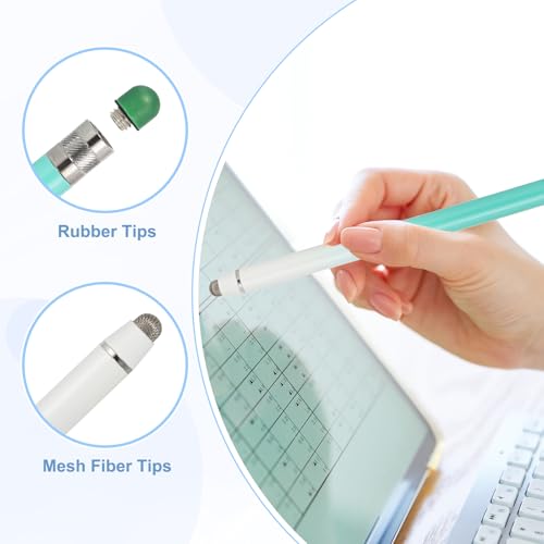 PATIKIL 4 Pcs Stylus Pens for Touch Screens, 2 in 1 High Sensitivity Universal Pen Capacitive Stylus for Phone Tablets Laptop Touch Screen Devices, Blue Green - color: Blue Green