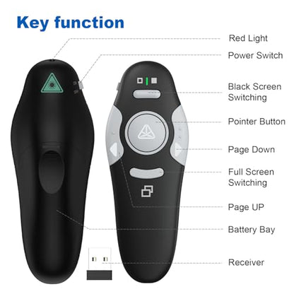 QUI 2 Pack Wireless Presentation Clicker Remote,USB Black Purple | Clicker for PowerPoint with Hyperlink Volume Control, Slide Advancer for Mac, Windows, Google Slide, Keynote - color: Black Purple, style: USB