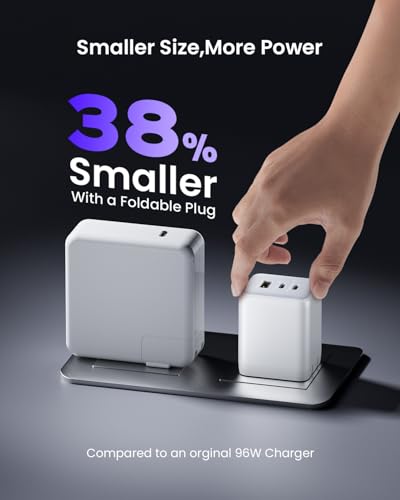 100W USB C Wall Charger, 3-Port PPS PD 3.0 Compact Foldable Wall Charger Block, Fast Power Adapter for MacBook Pro/Air, Dell XPS, iPad Pro, iPhone 17/16/15, Galaxy S25/S24, (White) - color: White