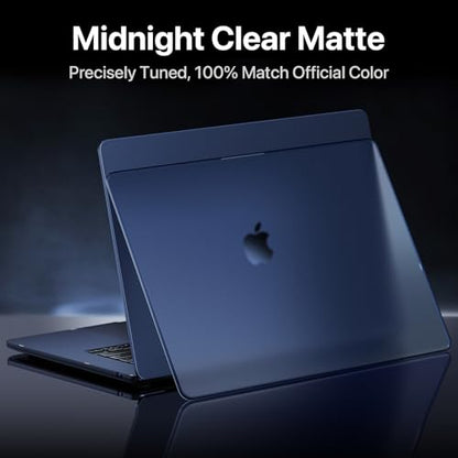 Soonjet for MacBook Air 15 inch Case M5 M4 M3 M2 2026-2023 Mac Laptop Cover | 100% Color Match, Matte Midnight Clear, Anti Fingerprint & Scratch Crack, Protective Hard Shell, Close Seamlessly, Ultra Thin - color: Midnight Clear