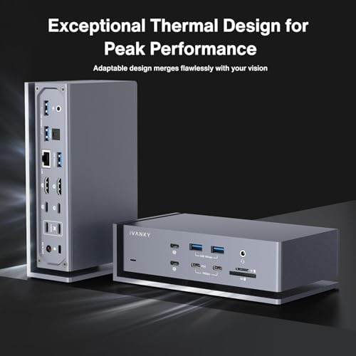 iVANKY FusionDock Max 1 Dual Thunderbolt 4 Chips, 20-in-1 Quad 6K@60Hz Monitor MacBook Docking Station, 40Gbps Dock for Mac M1/M2/M3 Pro/Max, 2HDMI 2.0, 96W PD, 10Gbps USB, 2.5 GbE - color: Silver