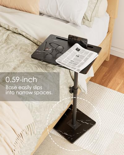 Masupu Sofa Arm Tray Table - 360° Swivel Height Adjustable End Table, Small Snack Side Table for Couch, C Shaped Table for Bed, Chair or TV Tray Table(Marble Black) - color: Marble Black