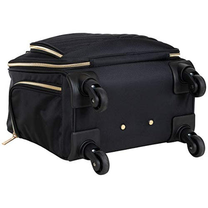 Kenneth Cole REACTION Chelsea 2-Piece Bundle - 17" 4-Wheel Spinner Underseat Carry-On Luggage & Matching 15" Laptop Backpack, Black - color: Black, size: 2pc Bundle (Underseater+Backpack)