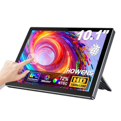 10.1 Inch Full Function USB-C Touch Monitor for Ra Pi | 1920×1200 IPS screen 10-point touch, built-in fan & speakers, VESA mount, full accessories, USB-C one cable video/touch/power - size: 10.1-inch