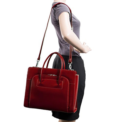 McKlein LAKE FOREST, 15" Leather Business Women Laptop/Tablet Briefcase Bag/Leather Case, Computer Travel Case, Laptop Professional Shoulder Bag - color: Red