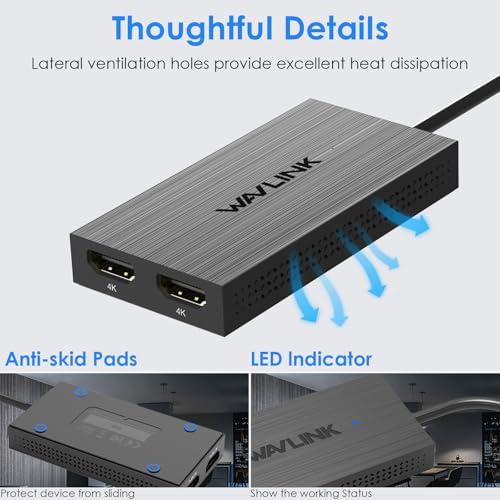 WAVLINK DisplayLink USB A/C to Dual HDMI Adapter 4K@60Hz for 2 Monitors | DisplayLink USB 3.0 & USB C to 2 HDMI Adapter for Dual Monitor, for Mac M1-M5/Neo, Windows, ChromeOS, Ubuntu