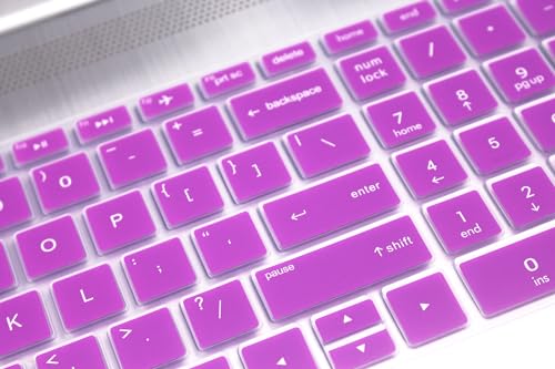 Keyboard Skin Compatible for HP Laptop 15.6" 15-dw 15-dy 15-ef 15-cb/cc/cd/cs/bs/db 15t-dy200 15t-dw300 15-dy2021nr dy2093dx 15-dw1083wm dw3021wm dw3013dx dw3056cl, HP Spectre x360 15-ch011dx (Purple - color: Purple