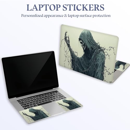 Universal Laptop Skin Sticker Decal,15.6 Inch Laptop Vinyl Cover for 13" 14" 15.6" Laptop,Scratch-Resistant Waterproof Protector Wrap,Reusable with Wrist Pads,Barbed Reaper Wraith - color: Barbed Reaper Wraith