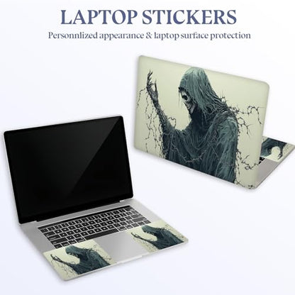 Universal Laptop Skin Sticker Decal,15.6 Inch Laptop Vinyl Cover for 13" 14" 15.6" Laptop,Scratch-Resistant Waterproof Protector Wrap,Reusable with Wrist Pads,Barbed Reaper Wraith - color: Barbed Reaper Wraith