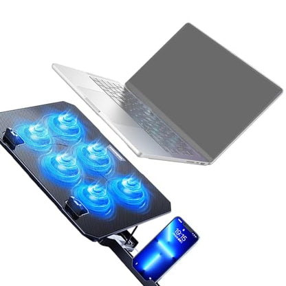 Laptop Cooling Pad 6 Quiet Fan for Laptop Gaming Fan Pad 5 Height Adjustable 2 USB Port Phone Holder Lightweight Stand - color: Standard