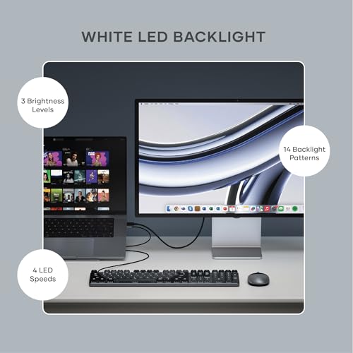 Satechi SM3 Mechanical Keyboard, White LED Backlit, Dark Gray/Gray | 108 Keys Full Size, Wired and Bluetooth, for Mac and Windows - color: Dark Gray/ Gray, size: 108 Keys