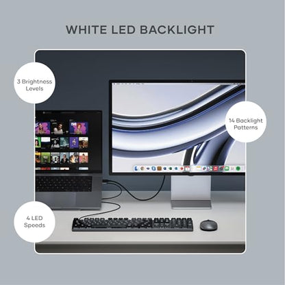 Satechi SM3 Mechanical Keyboard, White LED Backlit, Dark Gray/Gray | 108 Keys Full Size, Wired and Bluetooth, for Mac and Windows - color: Dark Gray/ Gray, size: 108 Keys