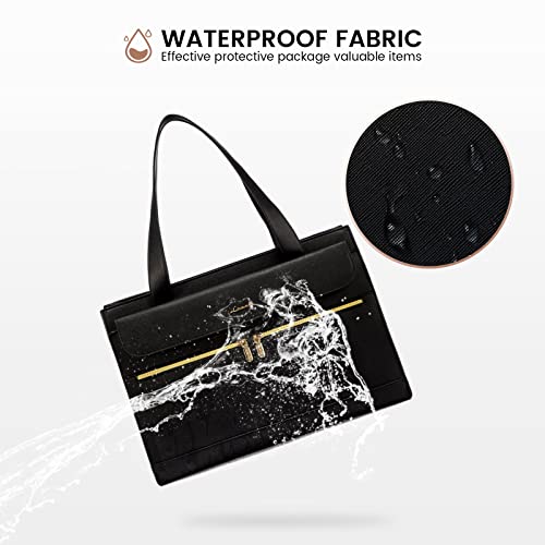 LOVEVOOK Laptop Tote for Women - 15.6 Inch Professional PU Leather Computer Briefcase, Waterproof Handbag, Large Capacity Business Teacher Office Bag, Crossbody Purse - Black - color: Black-2, size: 15.6 Inch
