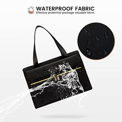 LOVEVOOK Laptop Tote for Women - 15.6 Inch Professional PU Leather Computer Briefcase, Waterproof Handbag, Large Capacity Business Teacher Office Bag, Crossbody Purse - Black - color: Black-2, size: 15.6 Inch