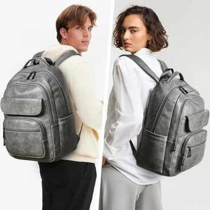 Leresas Backpack Purse for Women Mens for Work Travel Back Pack Purses Vegan Leather Back Pack Fashion Laptop Computer Bag Dark Grey - color: Dark Grey