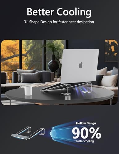 JCZT Clear Acrylic Laptop Stand for Desk, with Wrist Rest, Ergonomic Detachable Mount Compatible with 10-17'' All Laptops Such as MacBook Air Pro/HP/Dell/Lenovo - color: Acrylic Clear