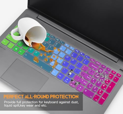 Colorful Keyboard Cover for 2026-2023 Lenovo Yoga 7i 15.6 16"/ Lenovo ideaPad 1 1i/ideaPad 3 3i 5 5i 15.6, IdeaPad Flex 5 5i 15.6 16, ideaPad Slim 7 15.6, ThinkBook 15 G2 G3 15p -Rainbow - color: Rainbow