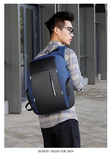 Men's Business Laptop Bag Multifunctional Rechargeable USB Backpack - color: Blue